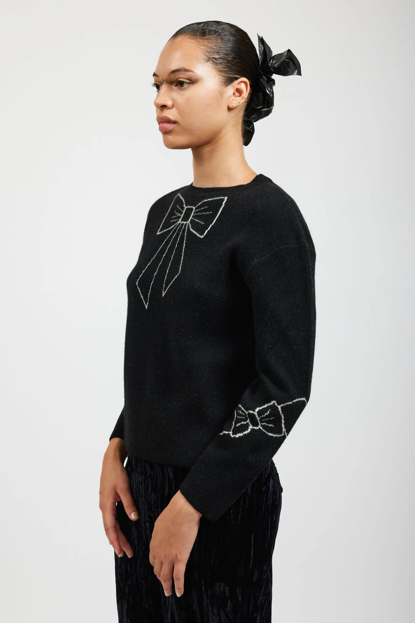Bow Jacquard Sweater in Black sold by Batsheva product image thumbnail 4