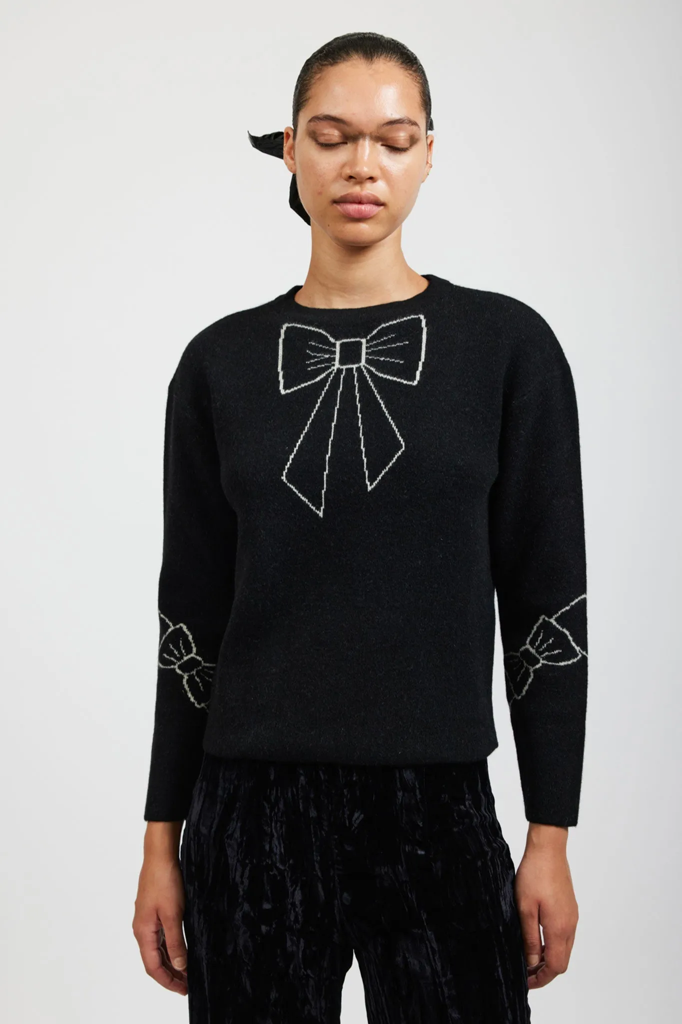 Bow Jacquard Sweater in Black sold by Batsheva product image thumbnail 2
