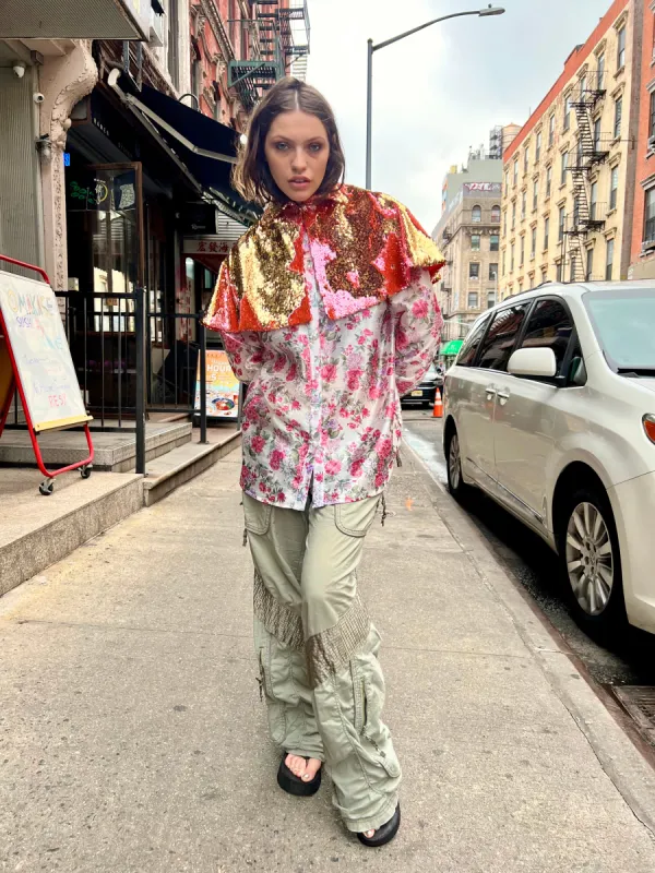 Synergy Cape in Hot Pink Flip Sequin sold by Batsheva