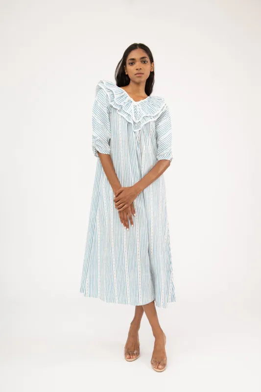 Victoria Housedress in Blue Stripe sold by Batsheva