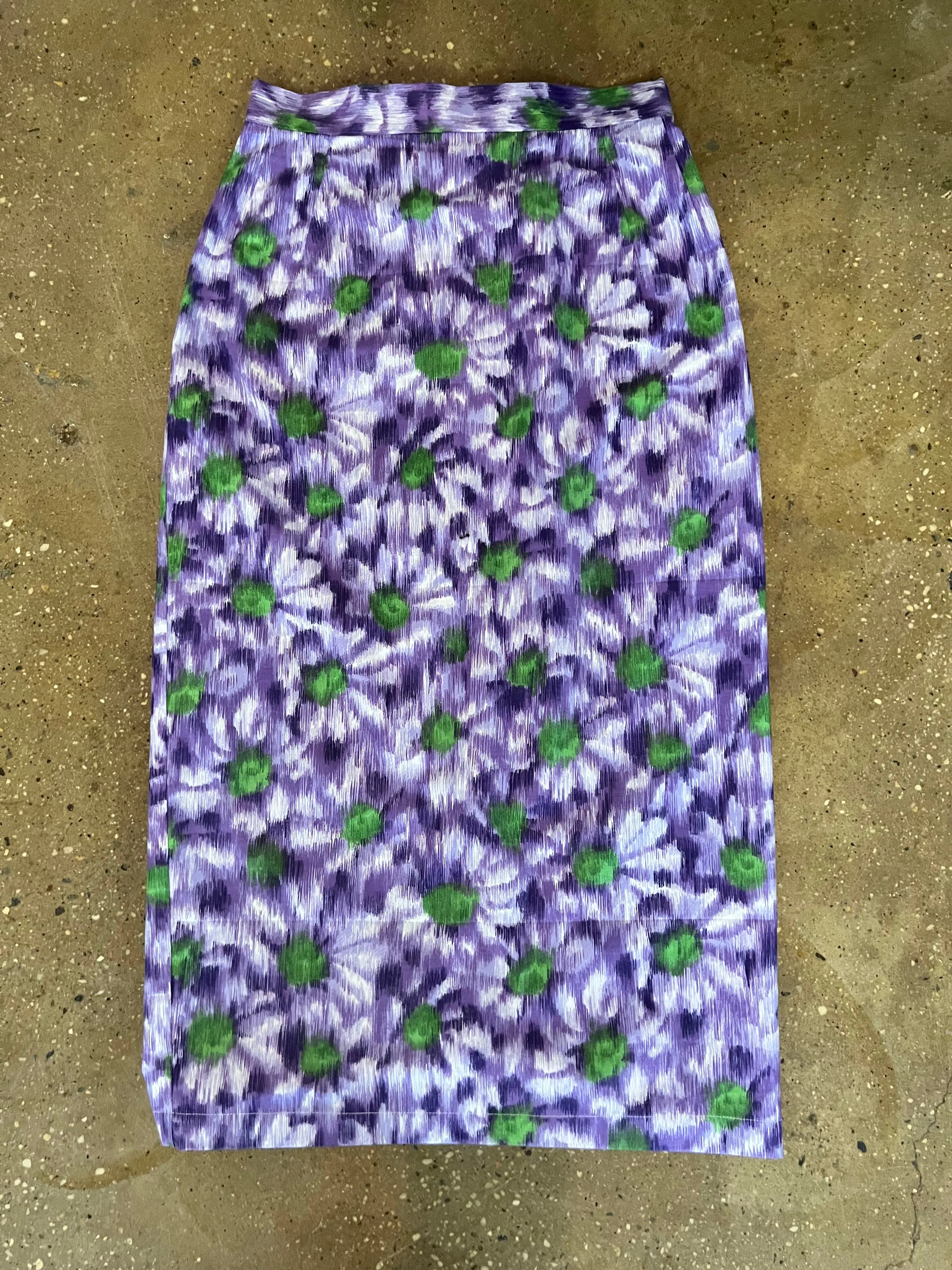 Pencil Skirt in Vintage 1980's Purple Floral sold by Batsheva