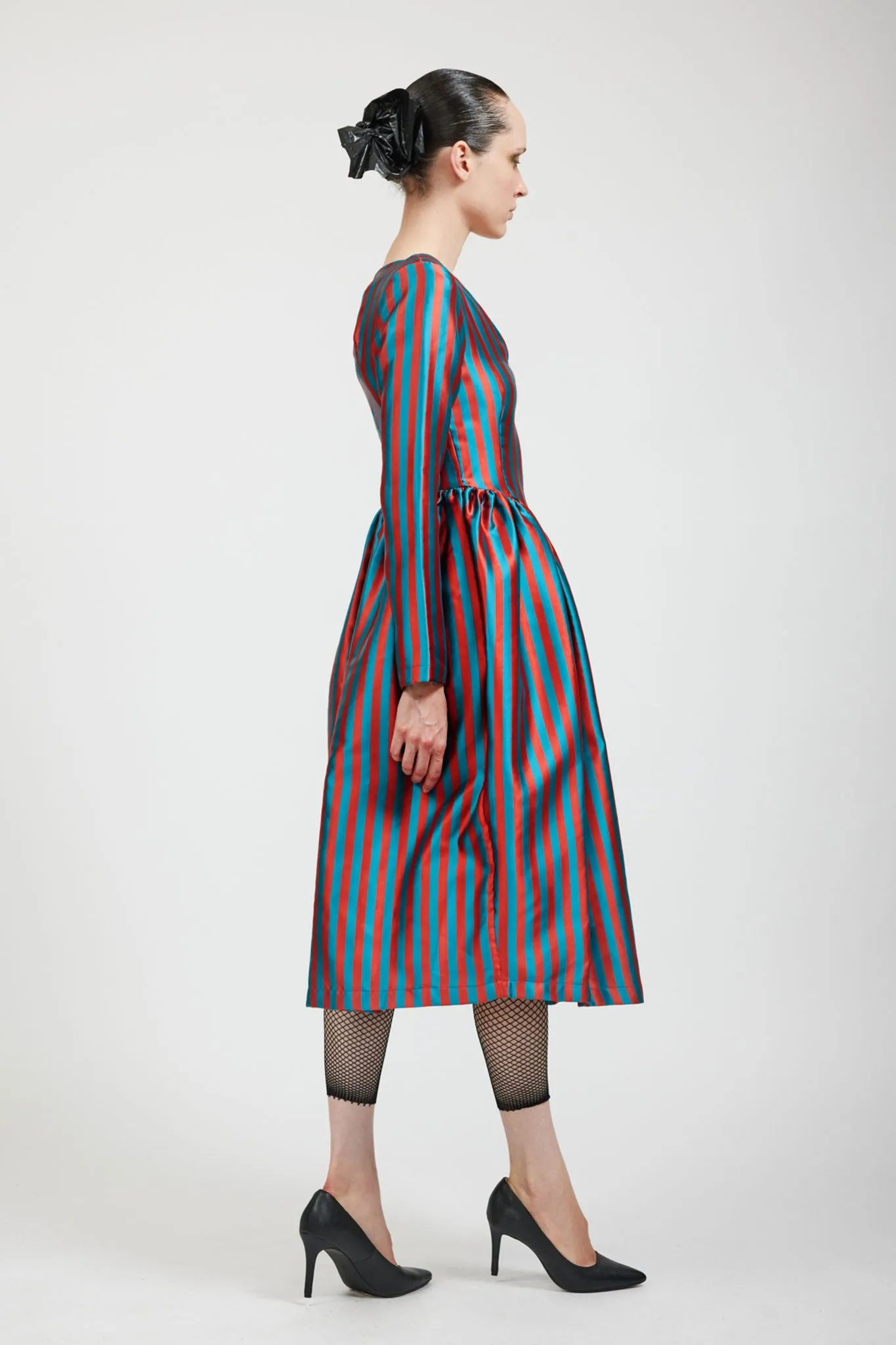 Vivienne Dress in Teal/Rust Stripe sold by Batsheva product image thumbnail 5
