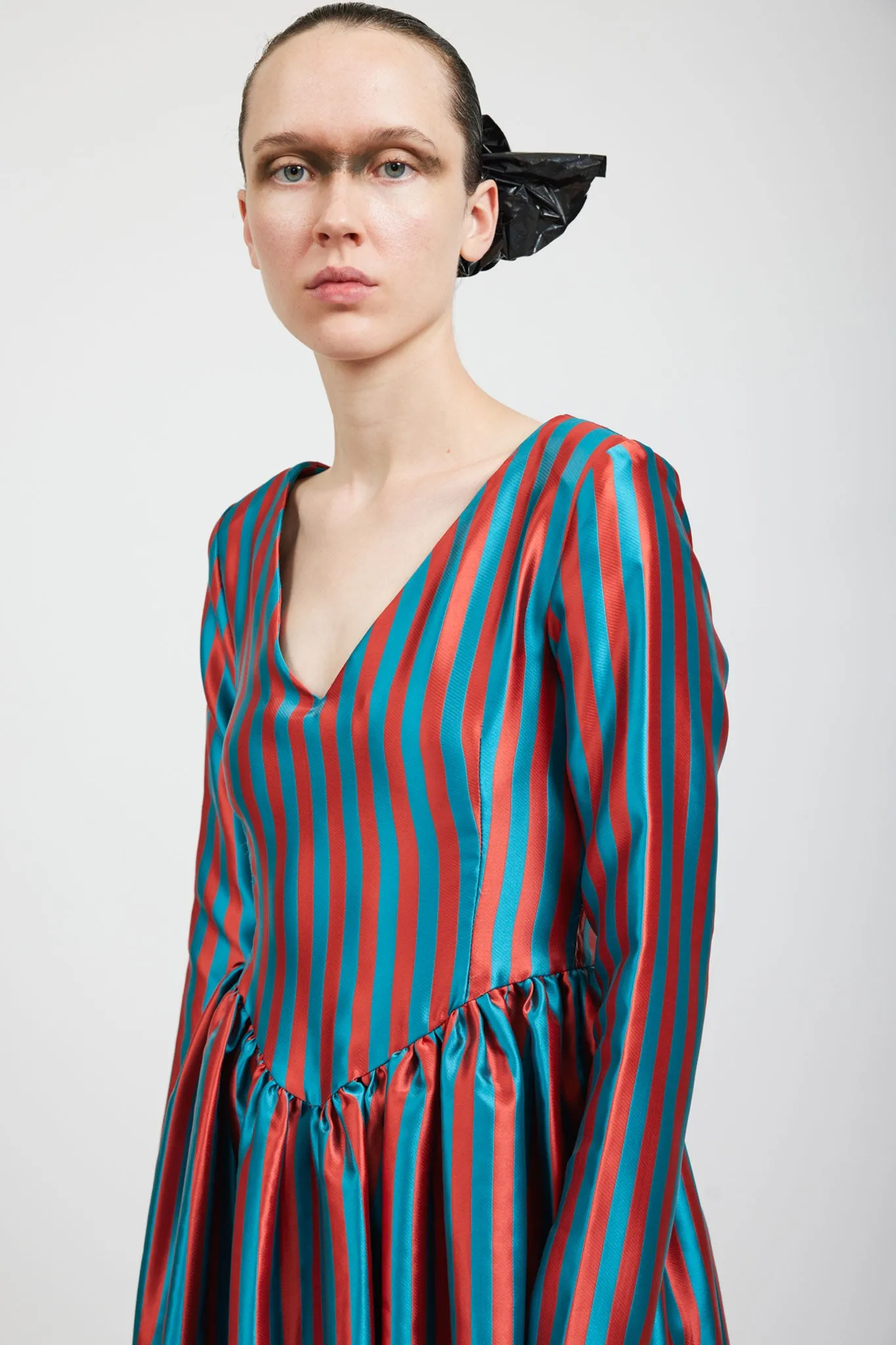 Vivienne Dress in Teal/Rust Stripe sold by Batsheva product image thumbnail 3