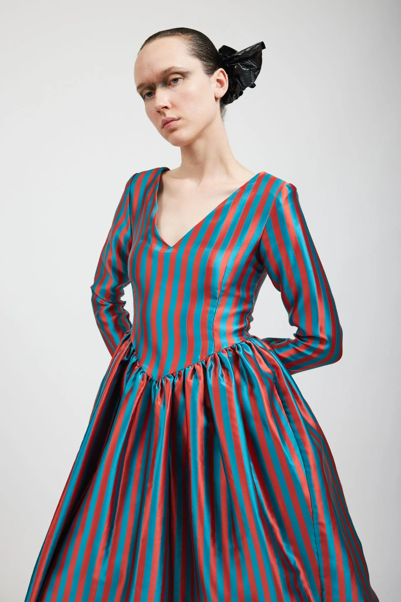 Vivienne Dress in Teal/Rust Stripe sold by Batsheva product image thumbnail 2