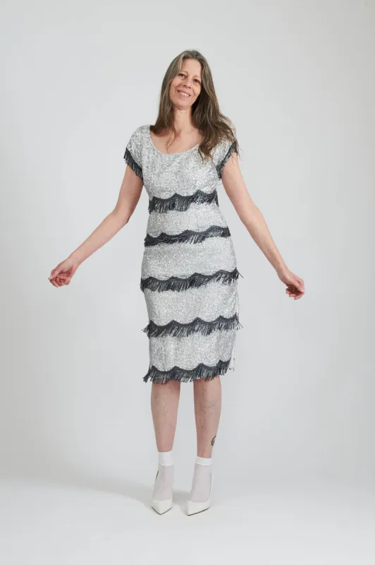 Octavia Dress in Silver Sequin sold by Batsheva