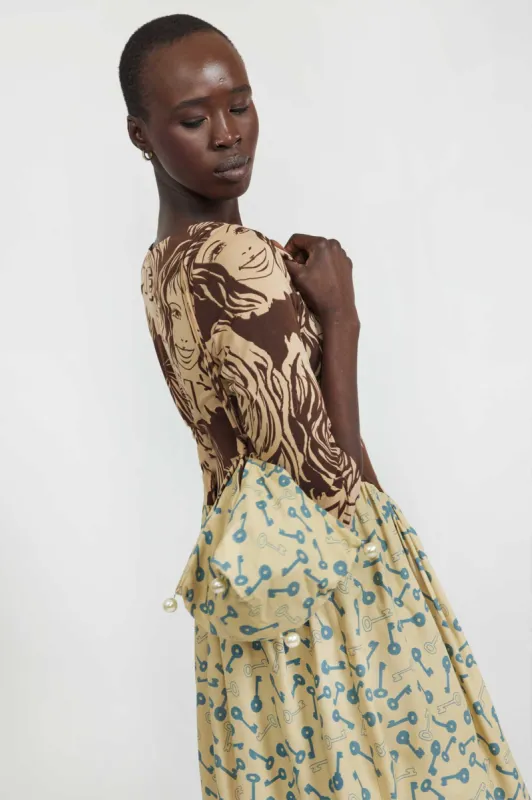 One-Of-A-Kind Venetian Bag in Faces and Keys made by Batsheva