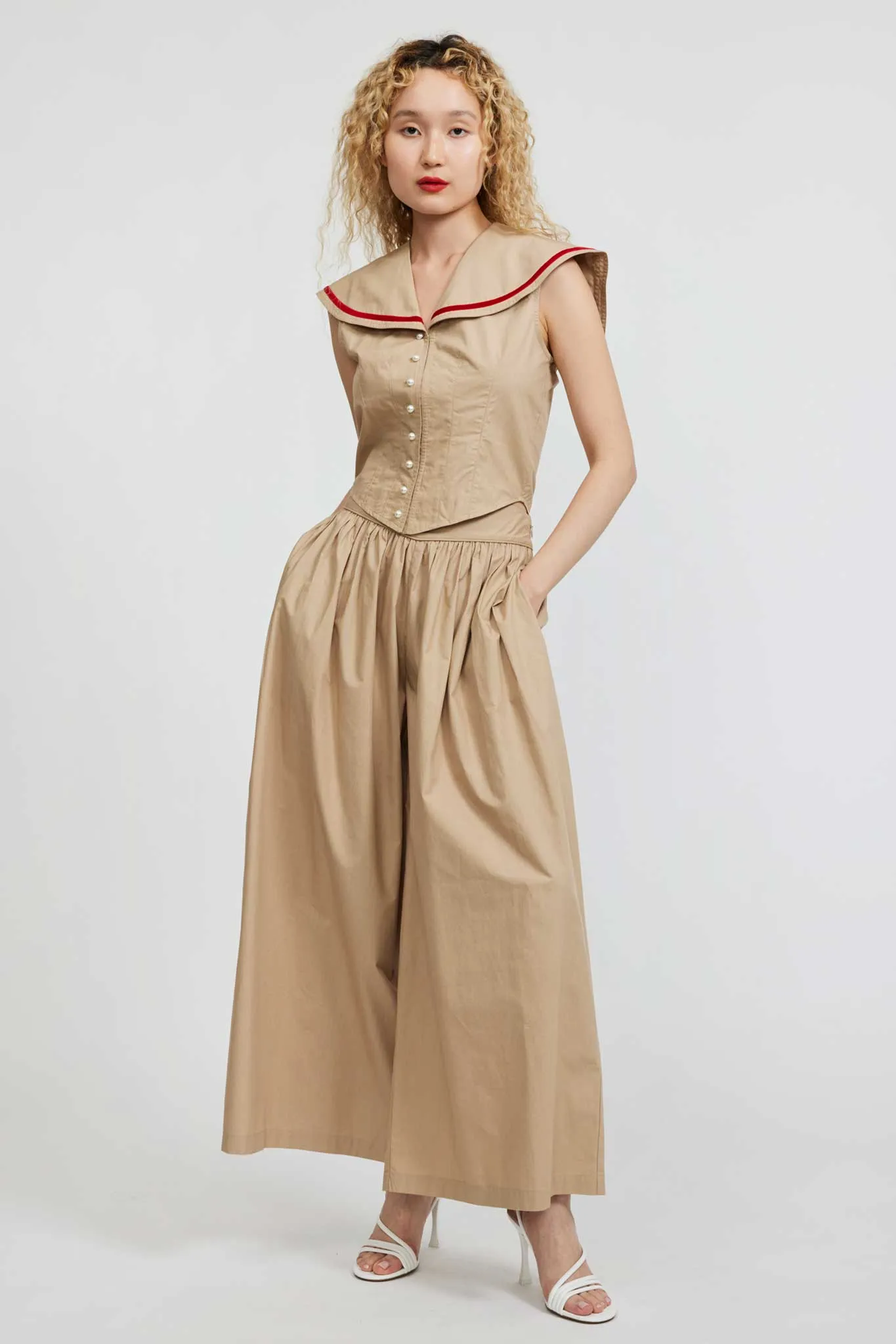 Sleeveless Skipper Blouse in Khaki sold by Batsheva product image thumbnail 4