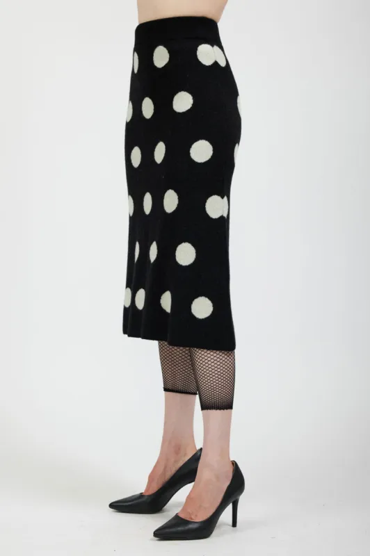 Saga Polka Dot Cashmere Skirt in Black sold by Batsheva