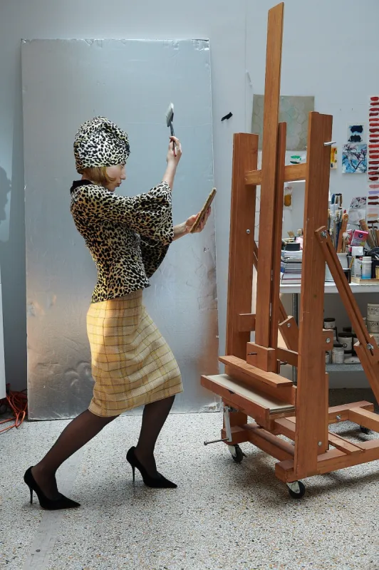 Pencil Skirt in Mohair Tartan made by Batsheva