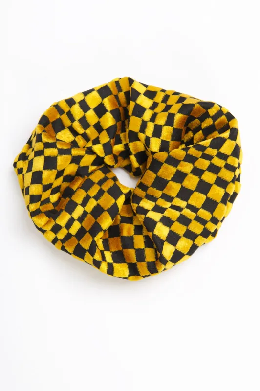 Scrunchie in Black & Gold Checks sold by Batsheva