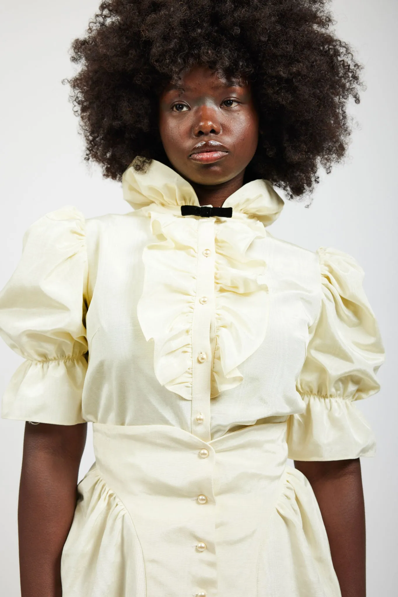 Lou Blouse in Cream Moiré sold by Batsheva