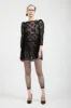 Square Neck Mini Prairie Dress in Black Lace sold by Batsheva