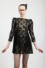Square Neck Mini Prairie Dress in Black Lace sold by Batsheva