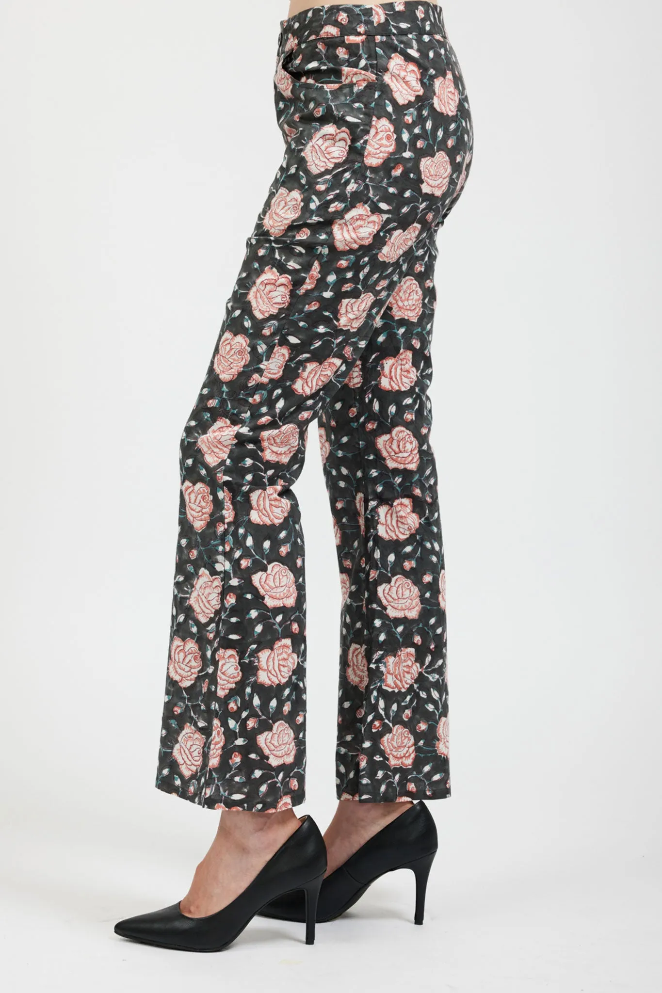 Lawyer Pant in Black Watercolor Floral sold by Batsheva