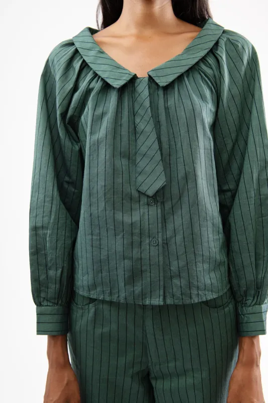 Josie Top in Green Stripe made by Batsheva