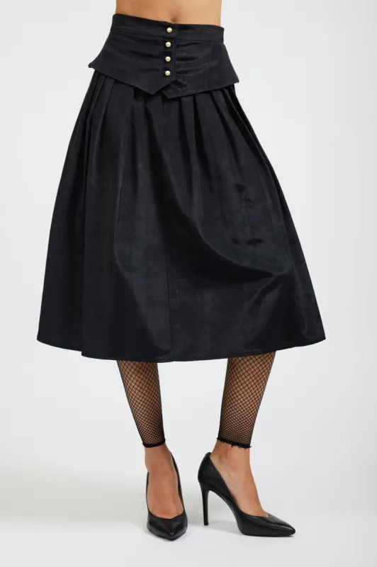 Landa Skirt in Black Moiré made by Batsheva