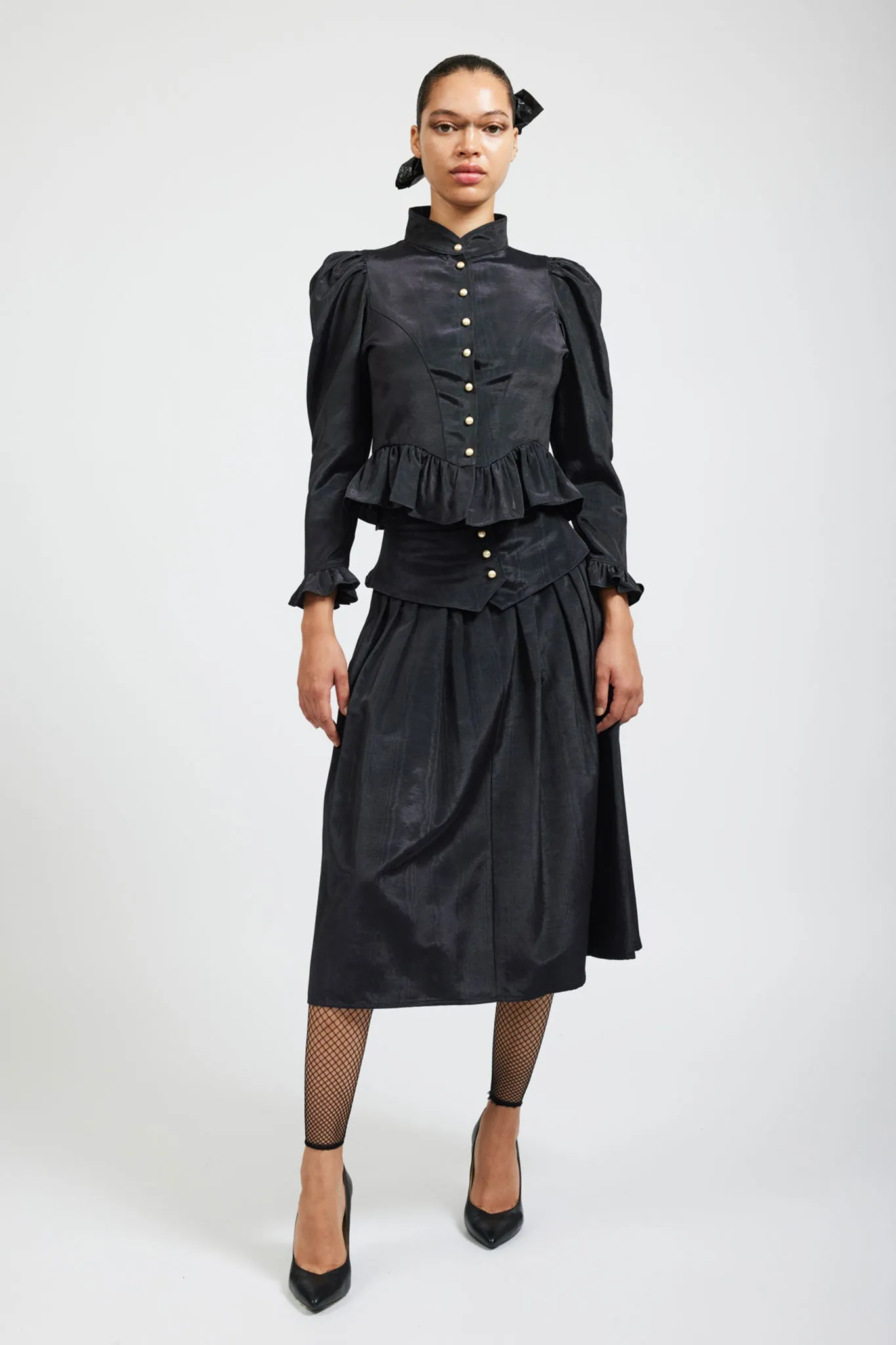 Landa Skirt in Black Moiré sold by Batsheva product image thumbnail 3
