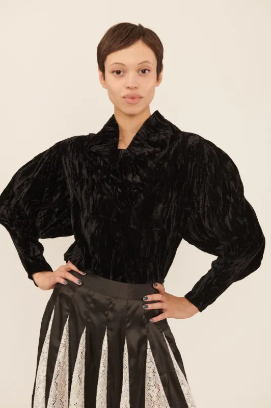 Adorne Top in Black Crushed Velvet sold by Batsheva