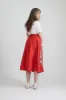 Maggie Skirt in Red Taffeta with Eiffel Tower Embroidery sold by Batsheva