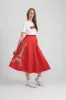 Maggie Skirt in Red Taffeta with Eiffel Tower Embroidery sold by Batsheva