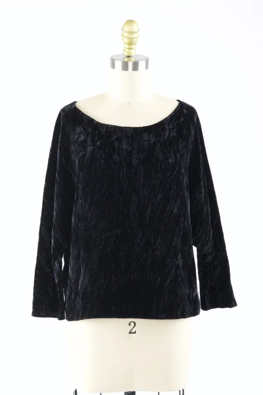 Erin Top in Black Crushed Velvet sold by Batsheva