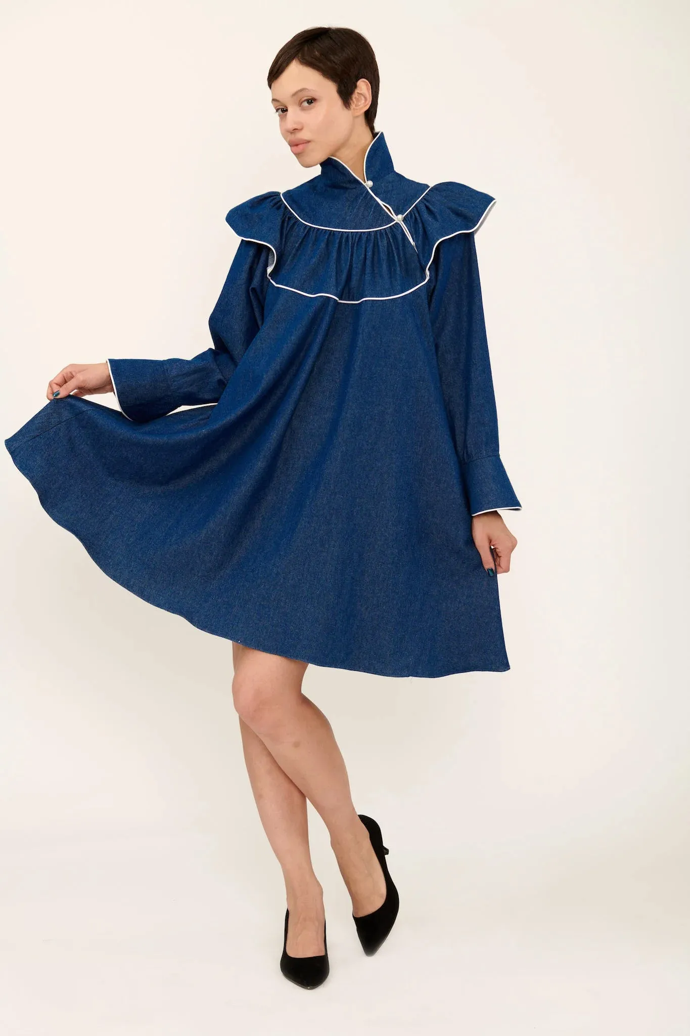 Racquel Dress in Blue Denim sold by Batsheva product image thumbnail 4