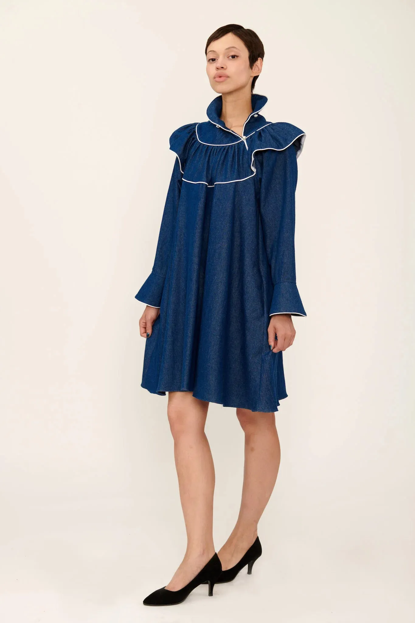 Racquel Dress in Blue Denim sold by Batsheva product image thumbnail 3