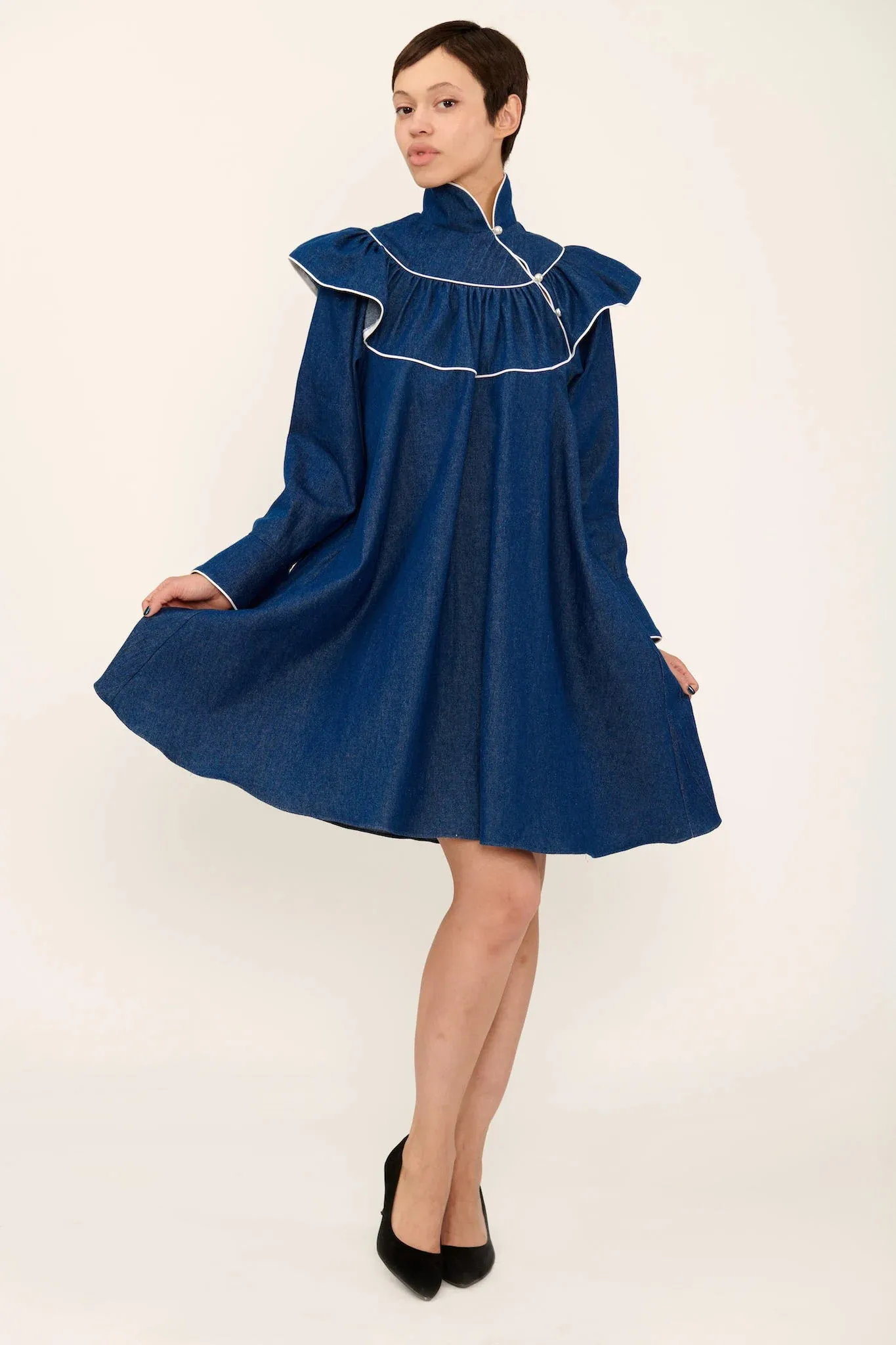 Racquel Dress in Blue Denim sold by Batsheva product image thumbnail 5