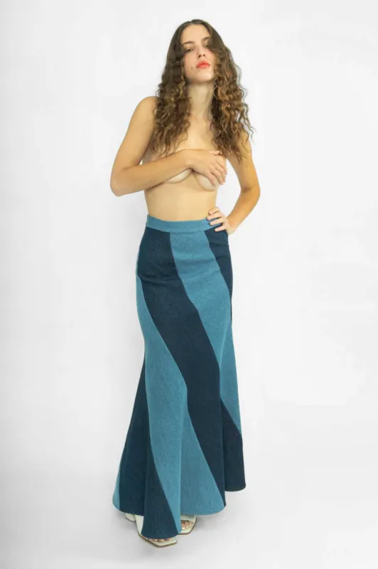 Cera Skirt in Blue Denim made by Batsheva