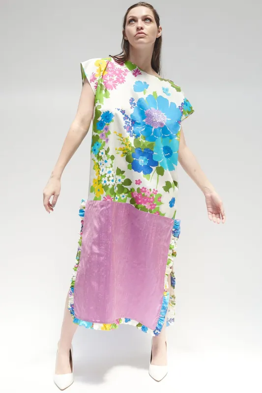Caftan in Vintage Pop Floral and Pink Taffeta sold by Batsheva