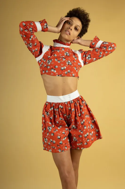 Lake Blouse in Red Hydrangea made by Batsheva