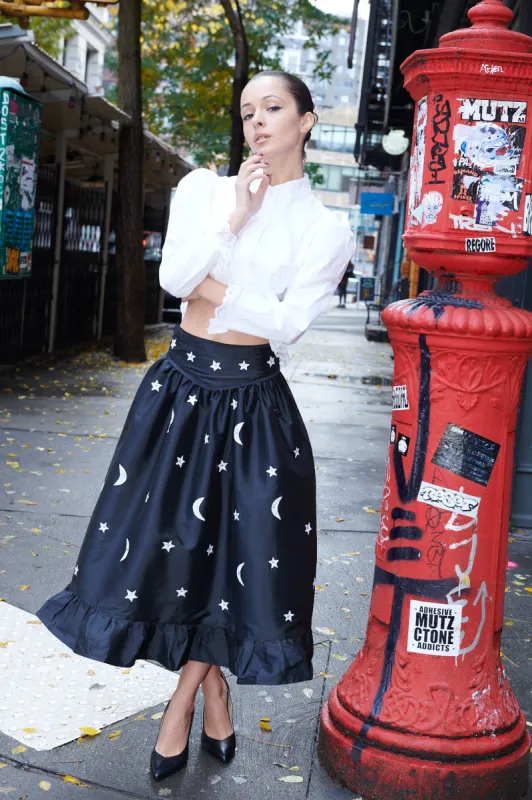 Ruffle Skirt in Rhinestone Moons and Stars made by Batsheva