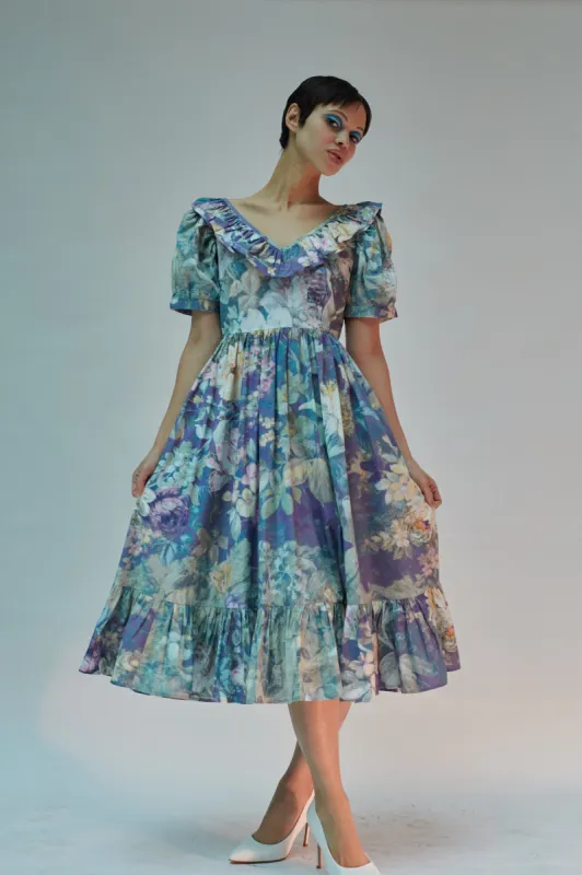 Laura Ashley x Batsheva Ruffle May Dress in Mathilde Mural made by Batsheva