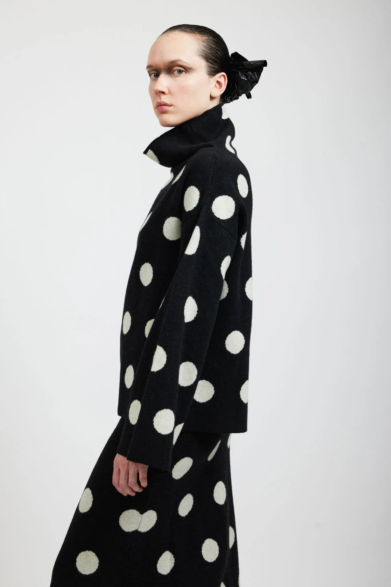 Saga Polka Dot Cashmere Turtleneck in Black sold by Batsheva product image thumbnail 2