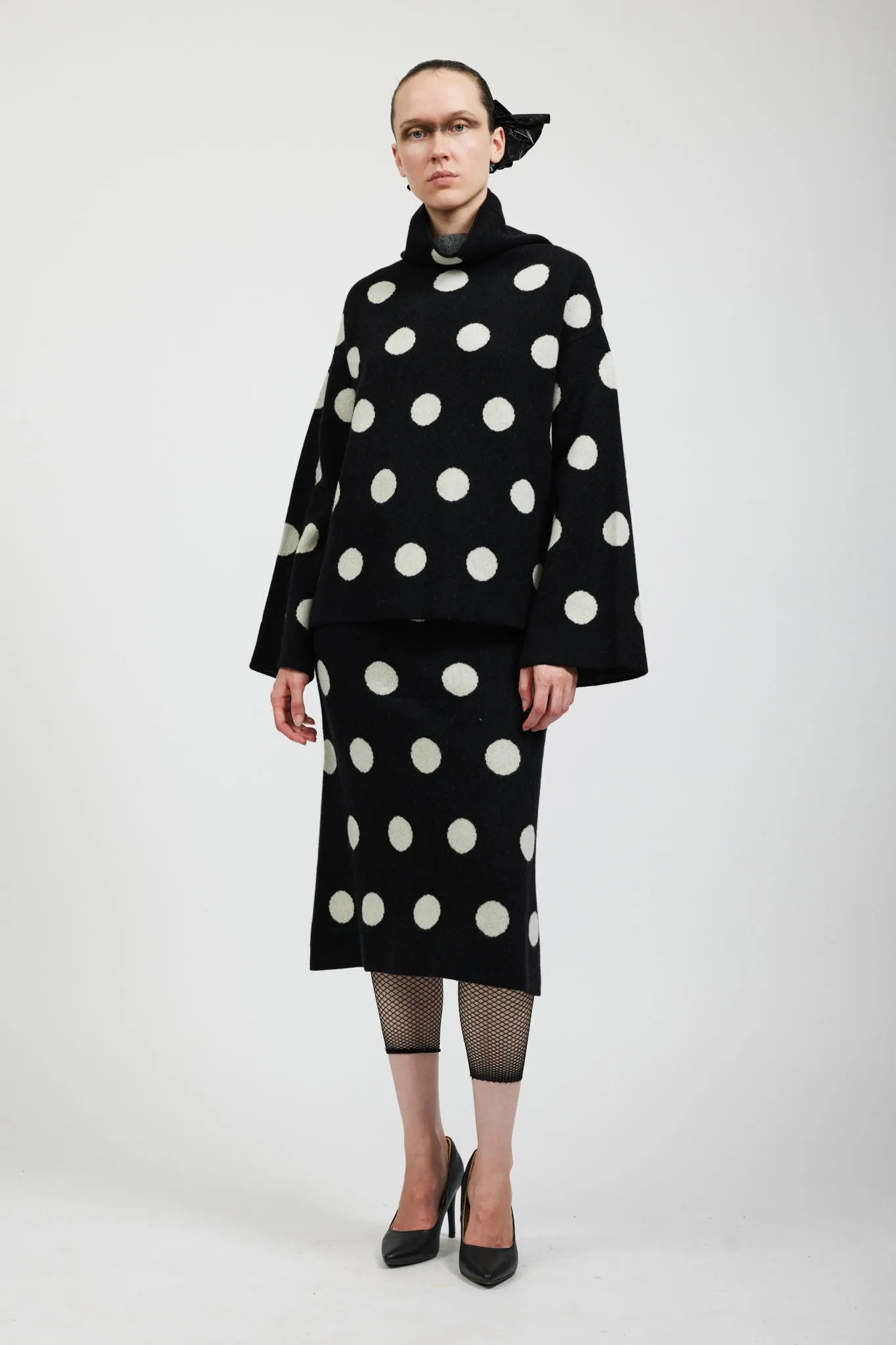 Saga Polka Dot Cashmere Turtleneck in Black sold by Batsheva product image thumbnail 5