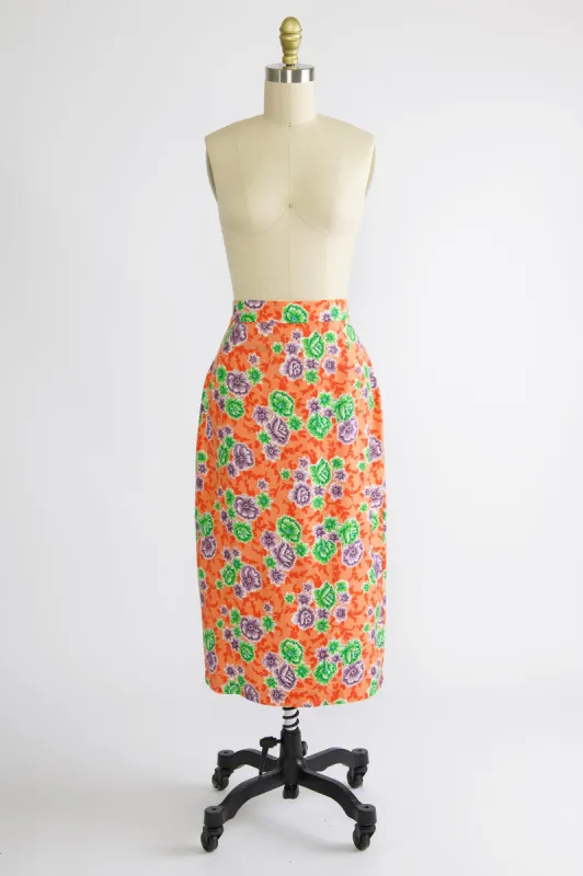 Pencil Skirt in Vintage Orange Floral sold by Batsheva
