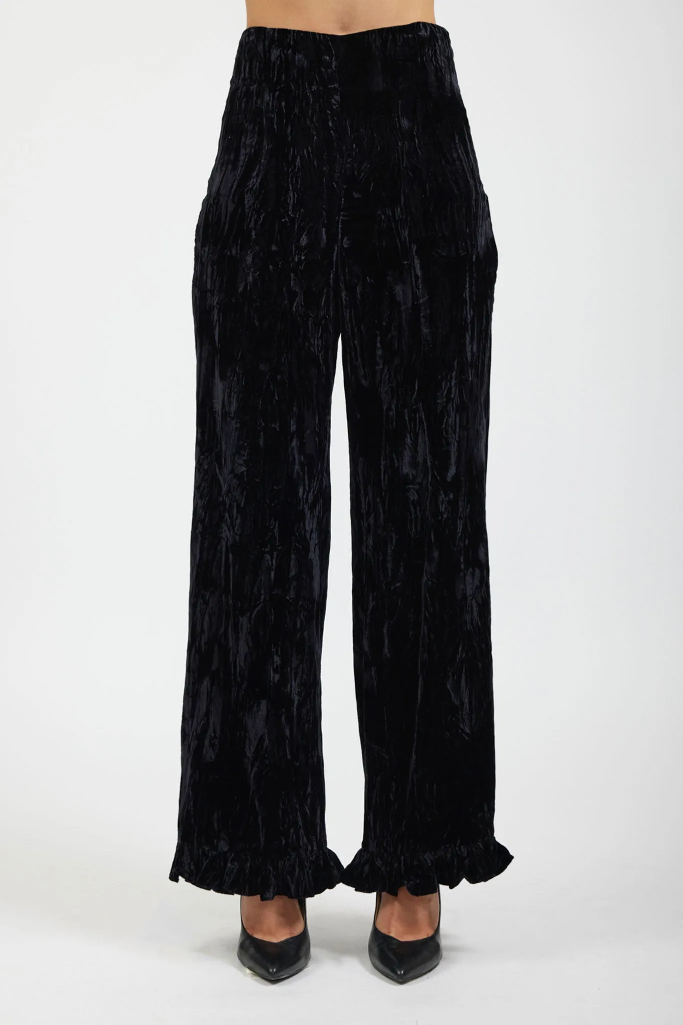 Ruffle Pant in Black Crushed Velvet sold by Batsheva product image thumbnail 5