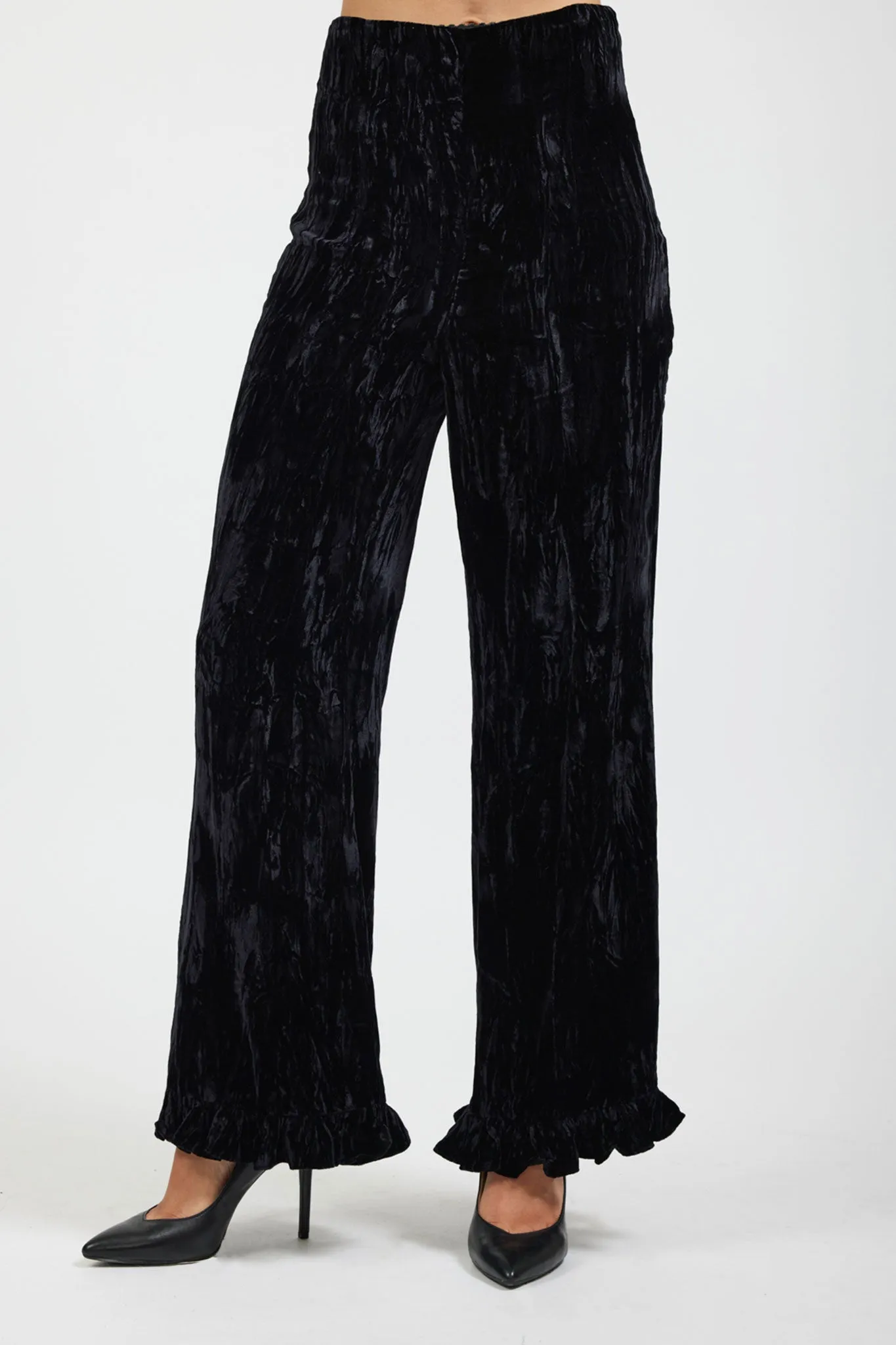 Ruffle Pant in Black Crushed Velvet sold by Batsheva product image thumbnail 4