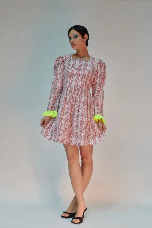 Laura Ashley x Batsheva Square Neck Mini Prairie Dress in Oxwick Stripe made by Batsheva