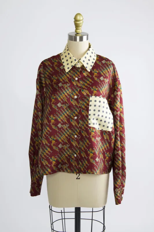 Button Up Shirt in Vintage Guards Print made by Batsheva