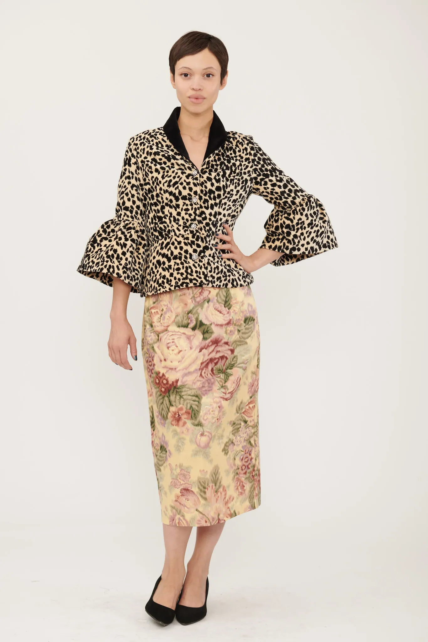 Pencil Skirt in Vintage Floral Upholstery sold by Batsheva