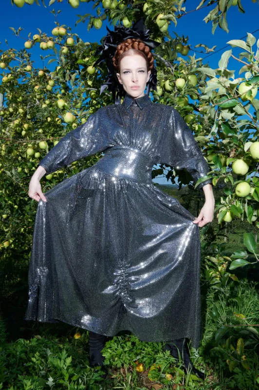 Goldie Dress in Silver Sequin made by Batsheva