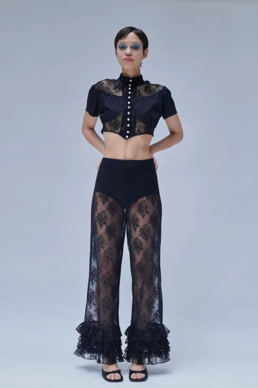 Ashlyn Blouse in Black Lace sold by Batsheva