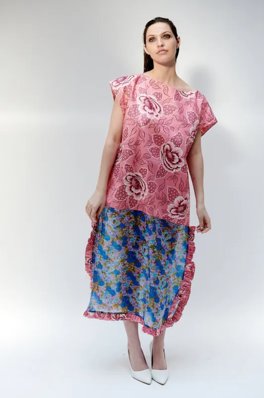 Caftan in Linen Rose and Chiffon Floral sold by Batsheva