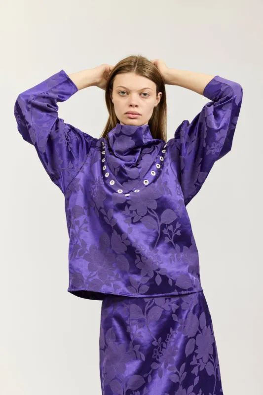 Adorne Top in Purple Jacquard made by Batsheva