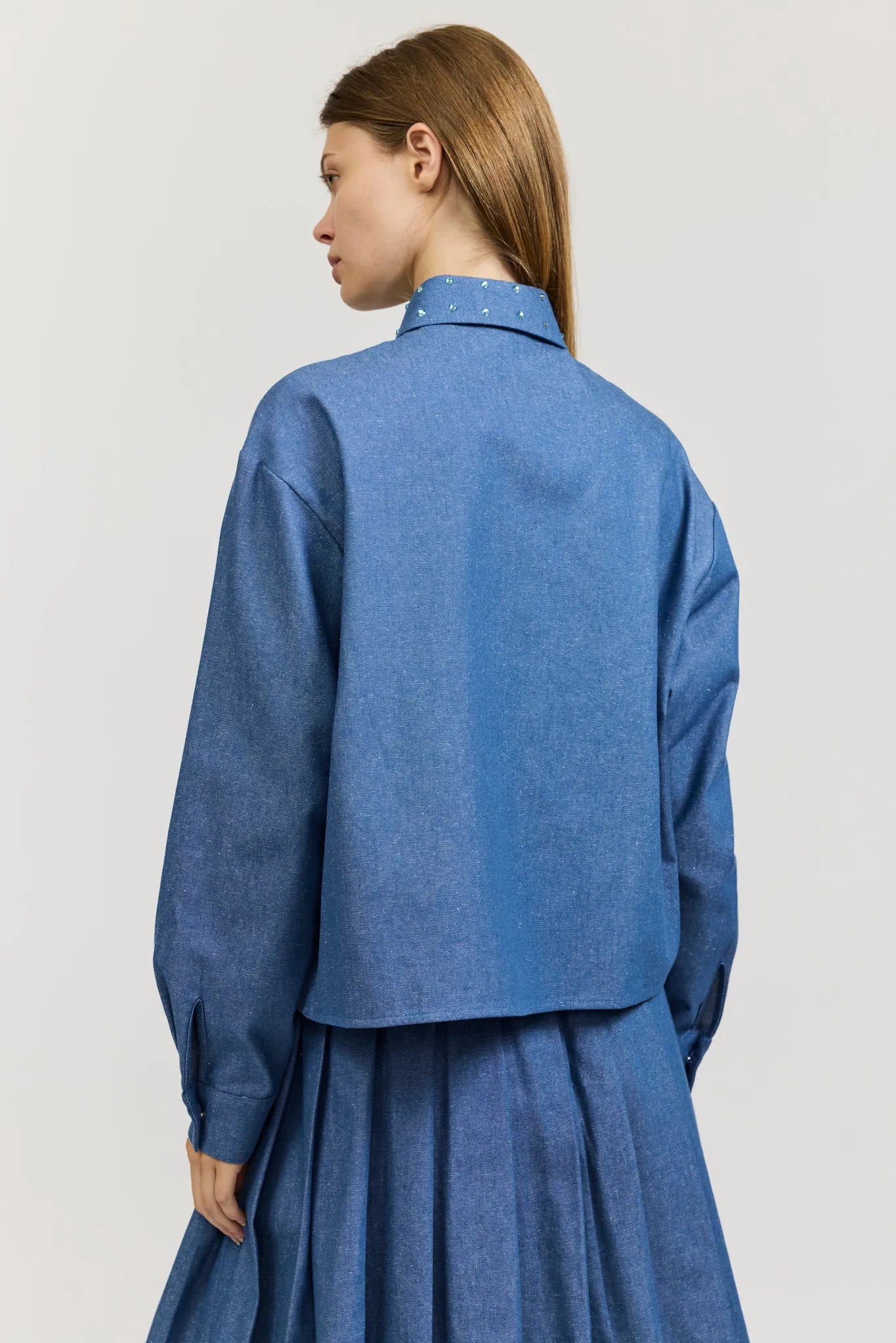 One-of-a-Kind Reilly Blouse in Chambray with Rhinestones sold by Batsheva product image thumbnail 4