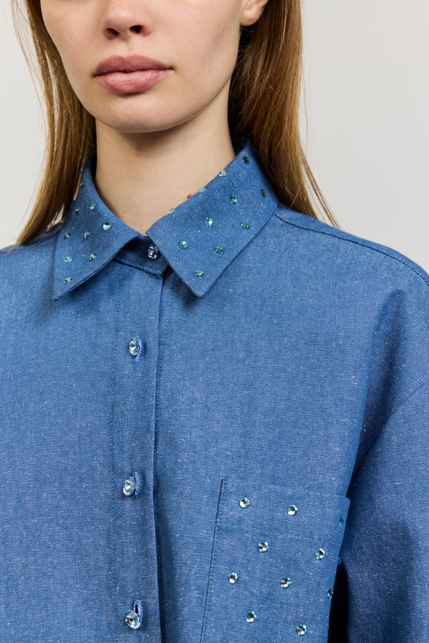 One-of-a-Kind Reilly Blouse in Chambray with Rhinestones sold by Batsheva product image thumbnail 2