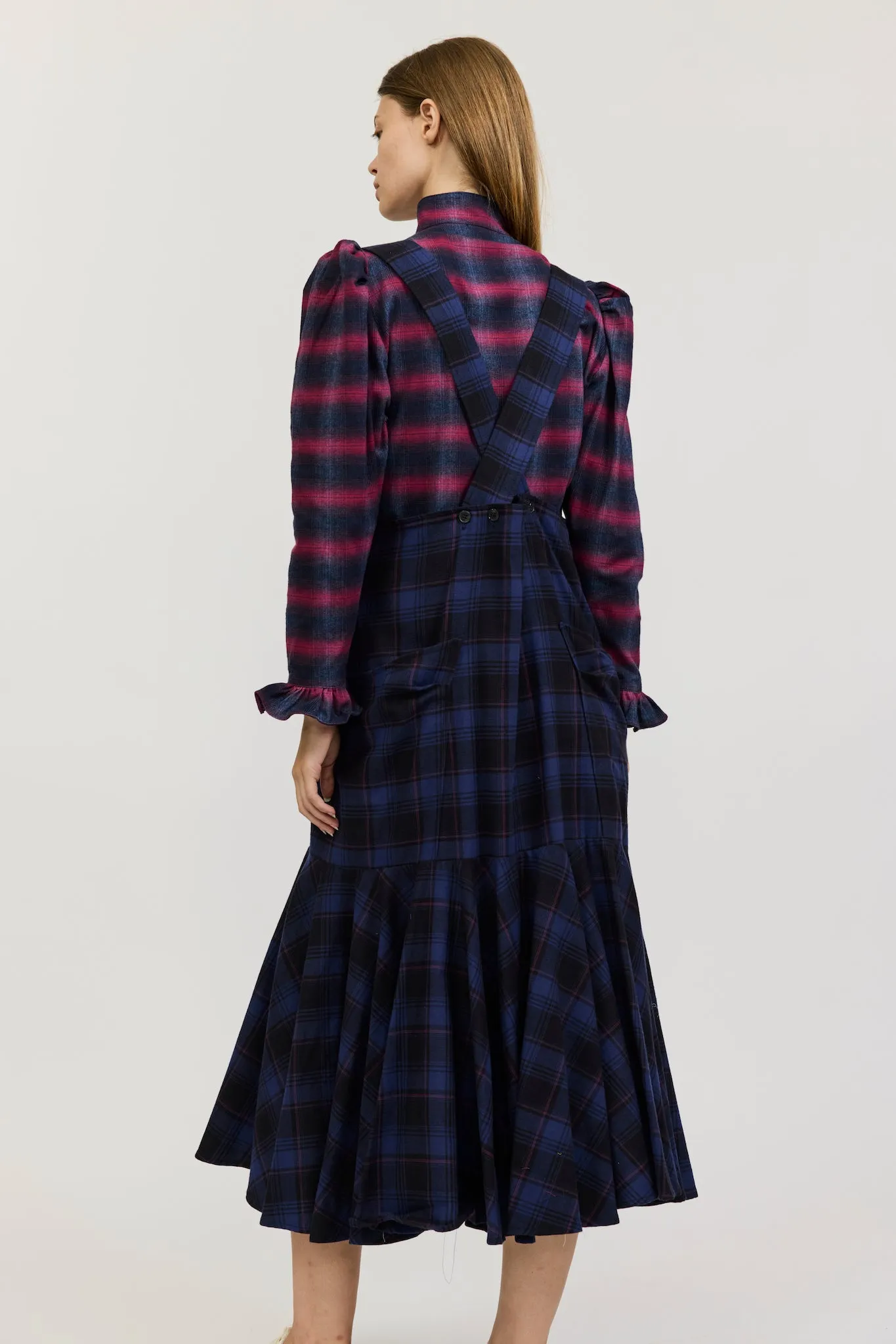 Meredith Dress in Navy and Purple Check Flannel sold by Batsheva product image thumbnail 5