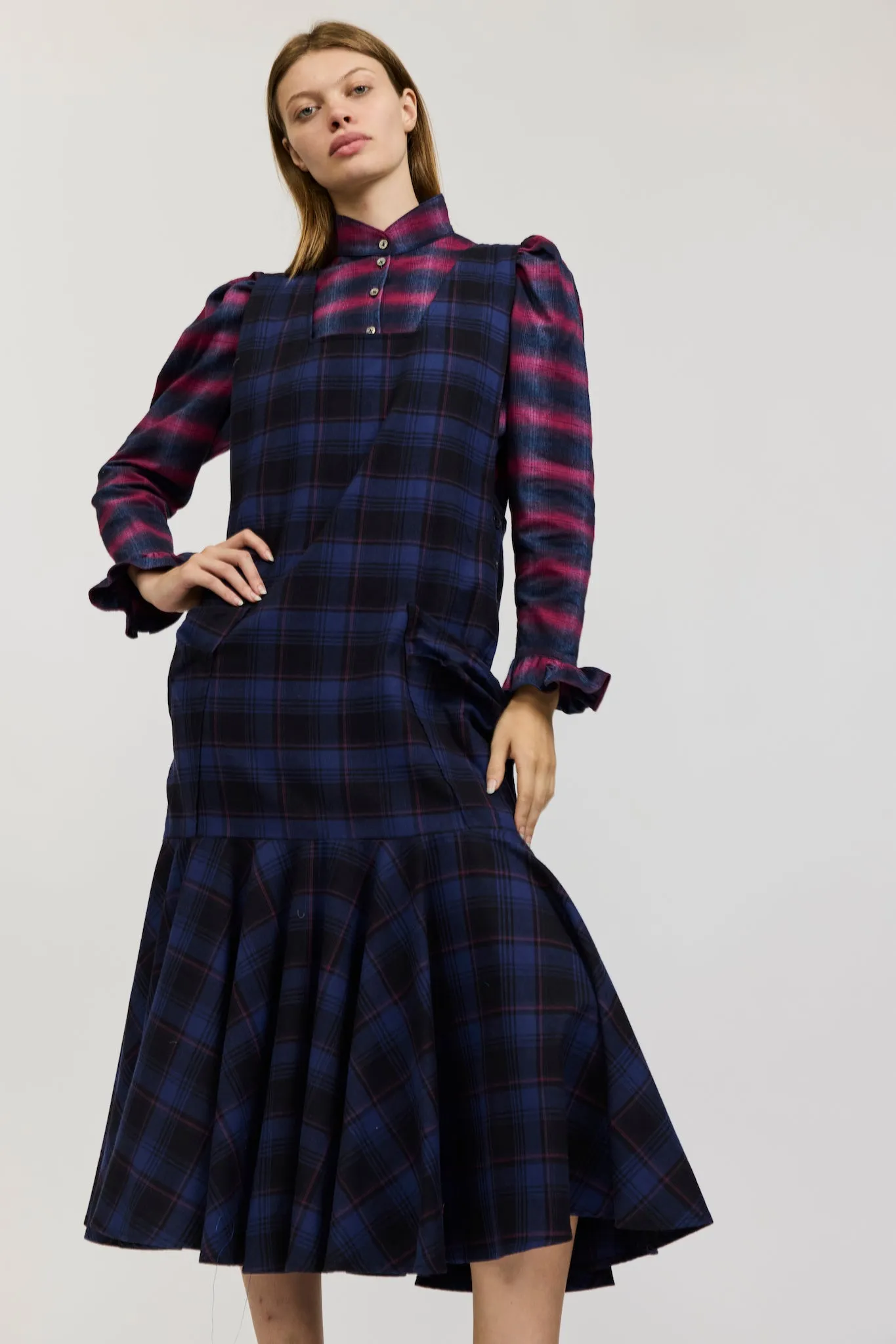 Meredith Dress in Navy and Purple Check Flannel sold by Batsheva product image thumbnail 2