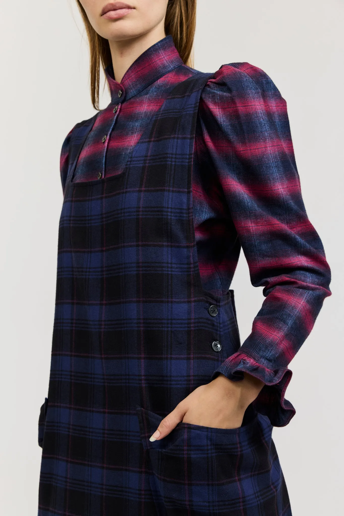 Meredith Dress in Navy and Purple Check Flannel sold by Batsheva product image thumbnail 3